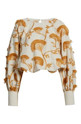 CIEBON CIEBON Lenny Embroidered Long Sleeve Crop Top