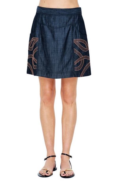 CIEBON CIEBON Mya Embroidered TENCEL® Lyocell Miniskirt