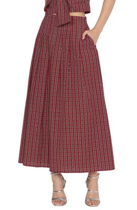 CIEBON CIEBON Pheona Embellished Plaid Midi Skirt