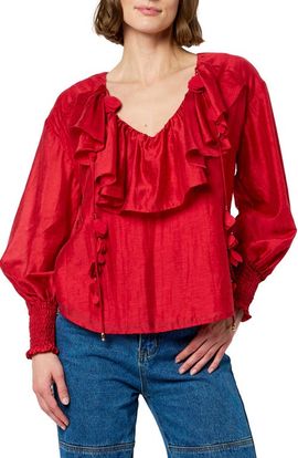 CIEBON CIEBON Saruma Satin Ruffle Collar Blouse