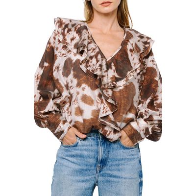 CIEBON CIEBON Sienna Animal Print Ruffle Top