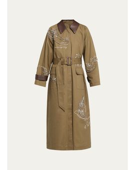 Cinq à Sept Almina Embellished Embroidered Trench Coat