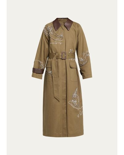 Cinq à Sept Almina Embellished Embroidered Trench Coat