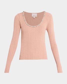 Cinq à Sept Aminta Embellished Scoop-Neck Top