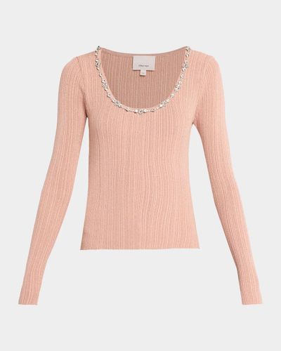 Cinq à Sept Aminta Embellished Scoop-Neck Top