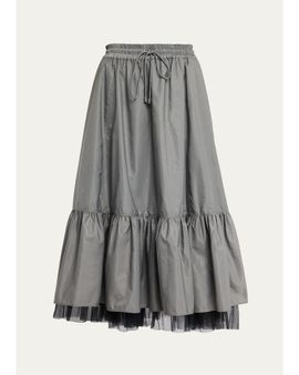 Cinq à Sept Arianne Tiered Drawstring Midi Skirt