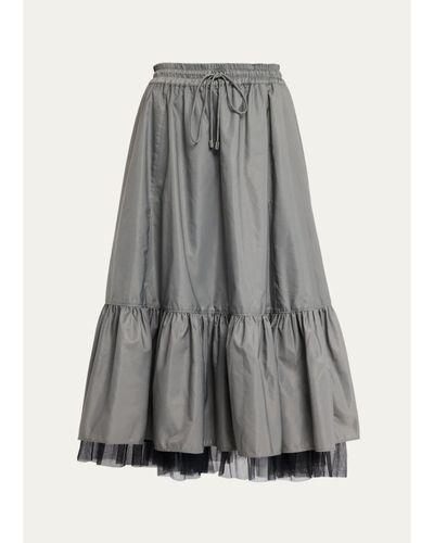 Cinq à Sept Arianne Tiered Drawstring Midi Skirt