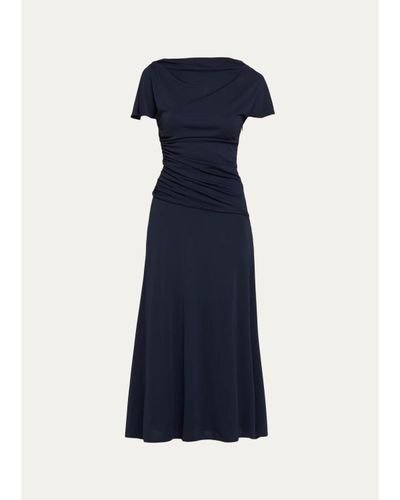 Cinq à Sept Avielle Ruched Boat-Neck Midi Dress