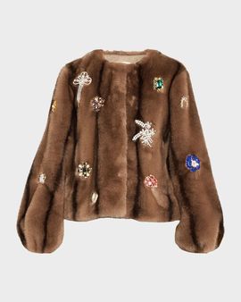 Cinq à Sept Benson Embellished Faux-Fur Coat