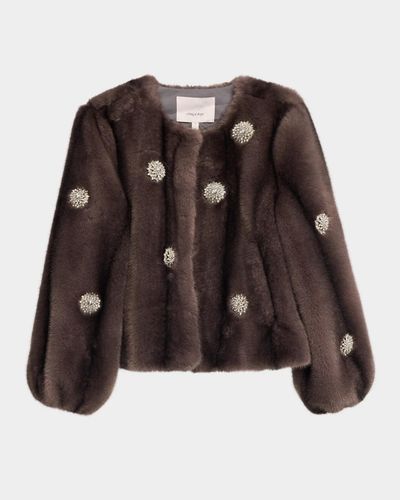Cinq à Sept Benson Rhinestone Dahlia Faux Fur Coat