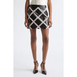 Cinq à Sept Cinq à Sept Audree Lattice Trim Faux Leather Miniskirt