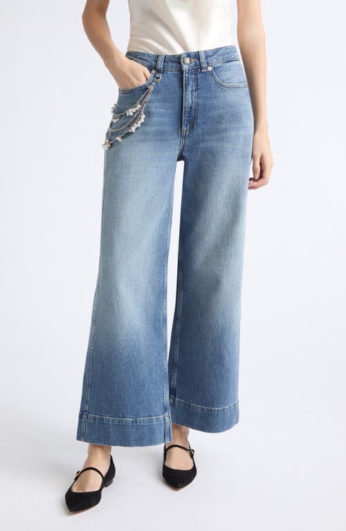 Cinq à Sept Cinq à Sept Betsy Pearl Chain High Waist Wide Leg Jeans