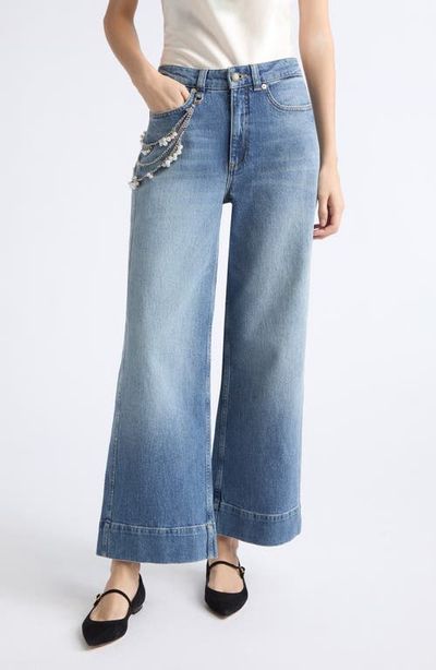 Cinq à Sept Cinq à Sept Betsy Pearl Chain High Waist Wide Leg Jeans