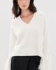 Cinq à Sept Cinq à Sept Brianne Feather V Neck Pullover Ivory - 2