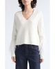 Cinq à Sept Cinq à Sept Brianne Ostrich Feather Cuff V-Neck Sweater - 1
