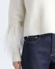 Cinq à Sept Cinq à Sept Brianne Ostrich Feather Cuff V-Neck Sweater - 5