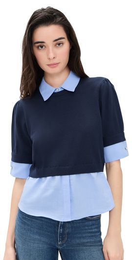 Cinq à Sept Cinq à Sept Capucine Top Navy/Rain Cloud