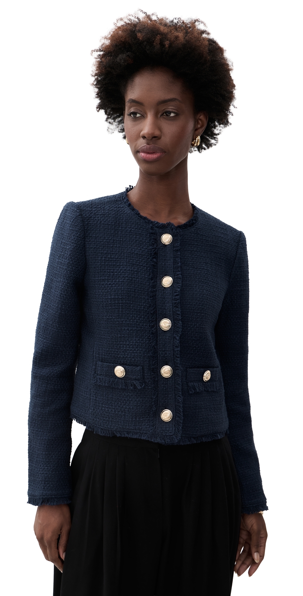 Cinq à Sept - Delanie Faux Leather Peplum Jacket in Navy at