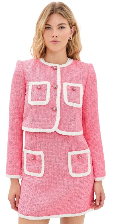 Cinq à Sept Cinq à Sept Contrast Auden Jacket Elle Pink/White