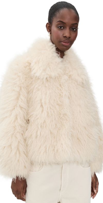 Cinq à Sept Cinq à Sept Curly Lamb Geraldine Coat Dark Gardenia