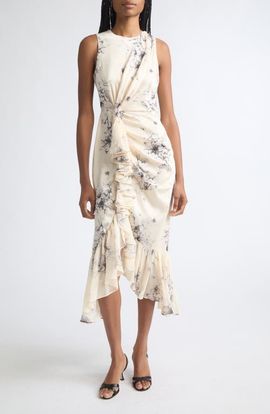 Cinq à Sept Cinq à Sept Cyrus Floral Ruffle Midi Dress