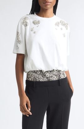 Cinq à Sept Cinq à Sept Davini Crystal Ivy Bubble Hem Top