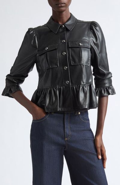 Cinq à Sept Cinq à Sept Delanie Faux Leather Peplum Jacket