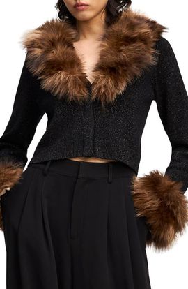Cinq à Sept Cinq à Sept Della Faux Fur Trim Cardigan