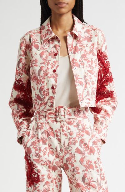 Cinq à Sept Cinq à Sept Deyo Floral Ribbons Bead Detail Stretch Cotton Jacket