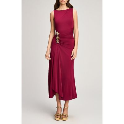 Cinq à Sept Cinq à Sept Eliro Ruched Bateau Neck Midi Dress