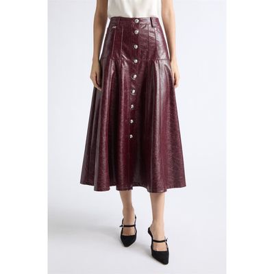 Cinq à Sept Cinq à Sept Faux Leather Midi Skirt
