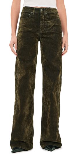 Cinq à Sept Cinq à Sept Flocked Velvet Betsy Pants Dark Olive