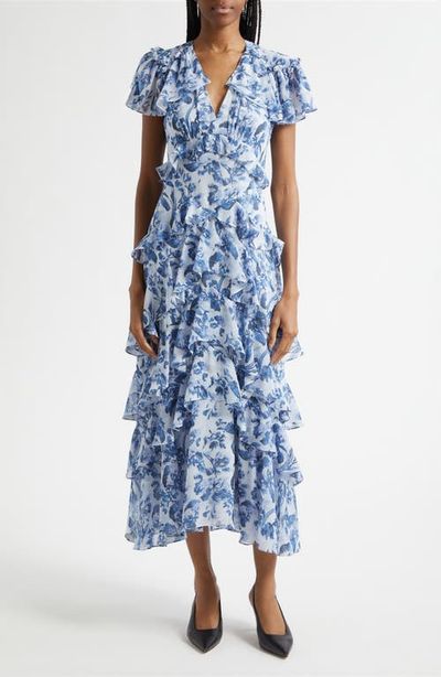 Cinq à Sept Cinq à Sept Floral Tiered Ruffle Dress