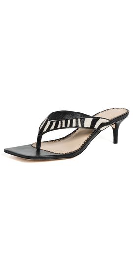 Cinq à Sept Cinq à Sept Frankie Zebra Haircalf Kitten Heel Sandals Black/Ivory