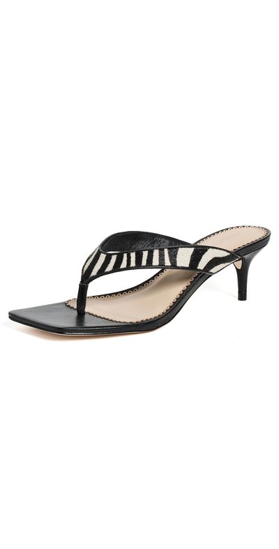 Cinq à Sept Cinq à Sept Frankie Zebra Haircalf Kitten Heel Sandals Black/Ivory