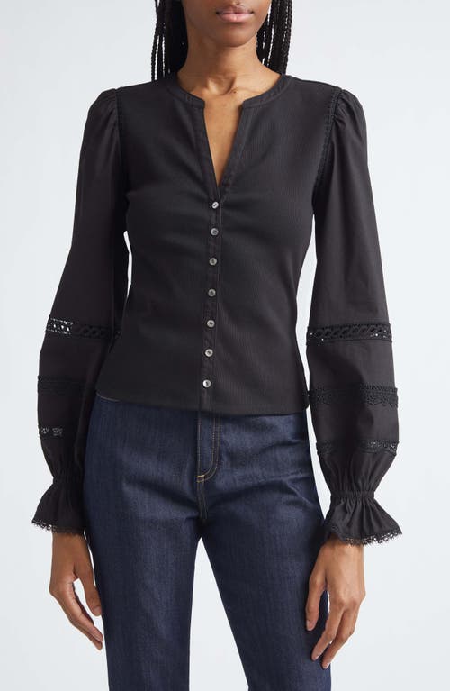 Cinq à Sept Cinq à Sept Ginny Lace Trim Puff Sleeve Top