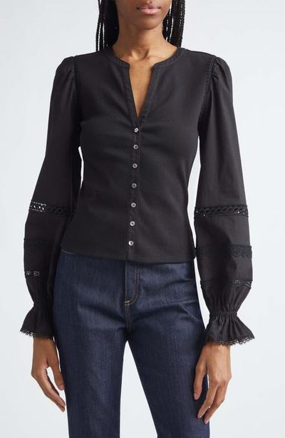 Cinq à Sept Cinq à Sept Ginny Lace Trim Puff Sleeve Top