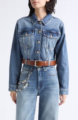 Cinq à Sept Cinq à Sept Graciel Belted Cropped Denim Jacket