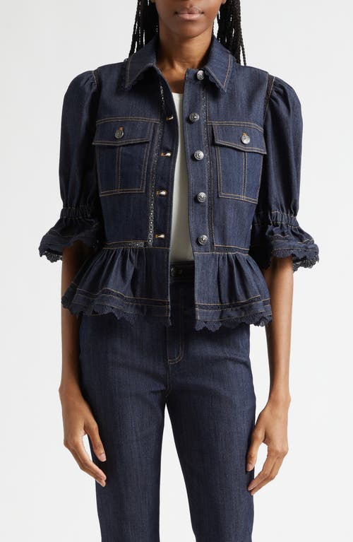 Cinq à Sept Cinq à Sept Guipure Lace Trim Peplum Jacket