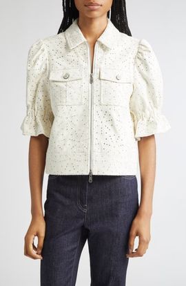 Cinq à Sept Cinq à Sept Holly Embroidered Faux Leather Jacket