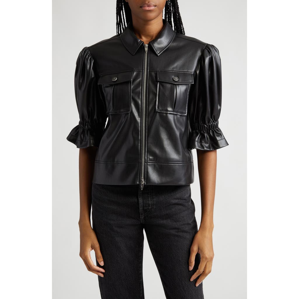 Cinq à Sept Cinq à Sept Holly Ruffle Faux Leather Jacket