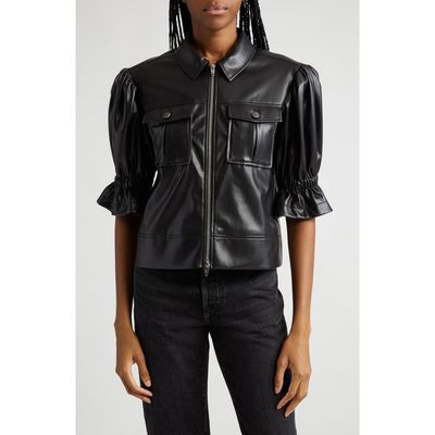 Cinq à Sept Cinq à Sept Holly Ruffle Faux Leather Jacket