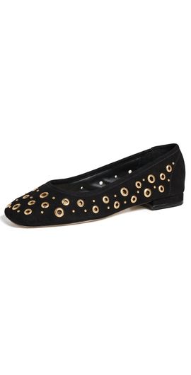 Cinq à Sept Cinq à Sept Ivy Mixed Hardware Ballet Flats Black