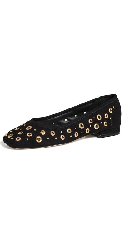 Cinq à Sept Cinq à Sept Ivy Mixed Hardware Ballet Flats Black