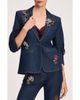 Cinq à Sept Cinq à Sept Khloe Rhinestone Roses Denim Blazer - 1