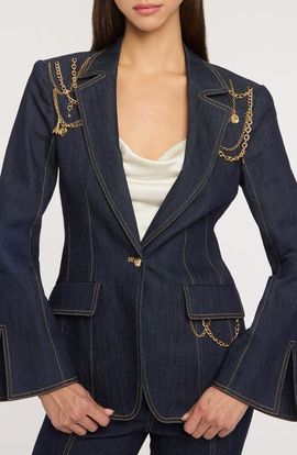 Cinq à Sept Cinq à Sept Love Token Danika Chain Denim Blazer