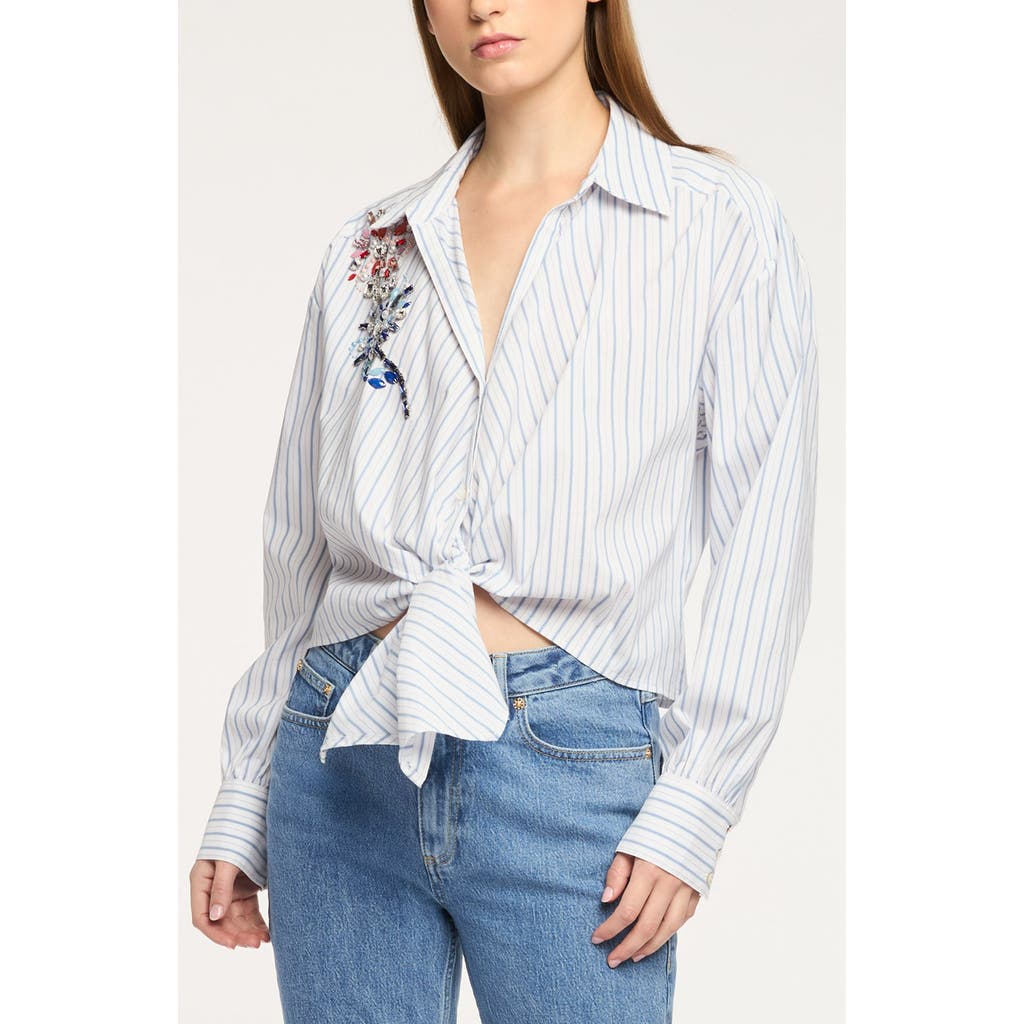 Cinq à Sept Cinq à Sept Marianna Twilight Spark Appliqué Tie Front Shirt