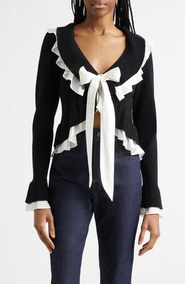 Cinq à Sept Cinq à Sept Melinda Ruffle Tie Front Cardigan