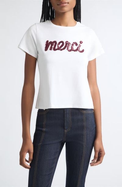 Cinq à Sept Cinq à Sept Merci Ruffle Shrunken Graphic Tee