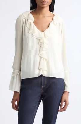 Cinq à Sept Cinq à Sept Nixen Pleated Ruffle Top